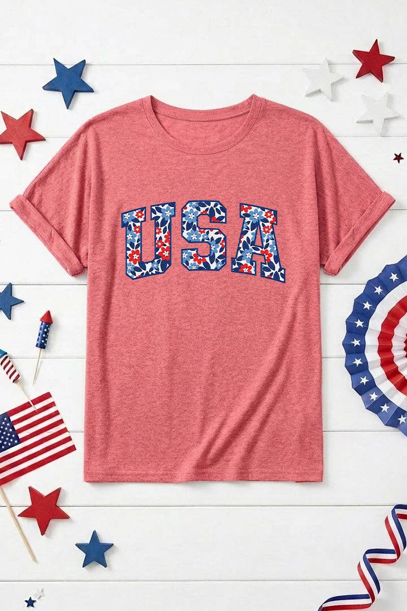 USA Patriotic Graphic Crew Neck Tee